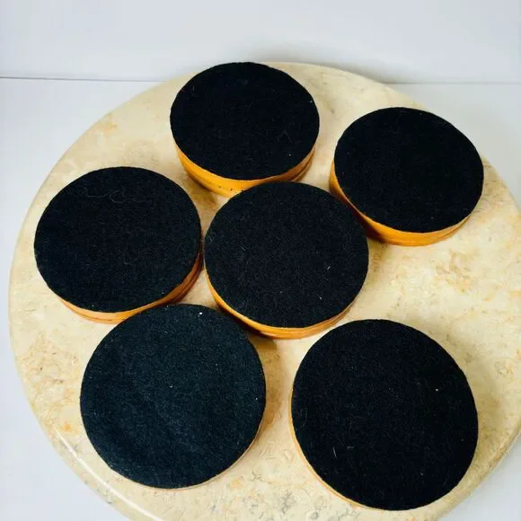 Set 6 Vintage Wood Coasters Pressed Butterflies 1970s Boho Wicker Rattan‎ - Picture 7 of 13